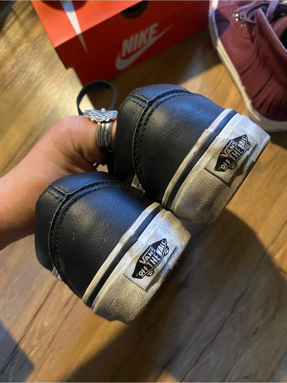 Black & White leather vans old skool Low-Top Skate Shoes women’s 6.5 men’s 5 - Picture 4 of 5